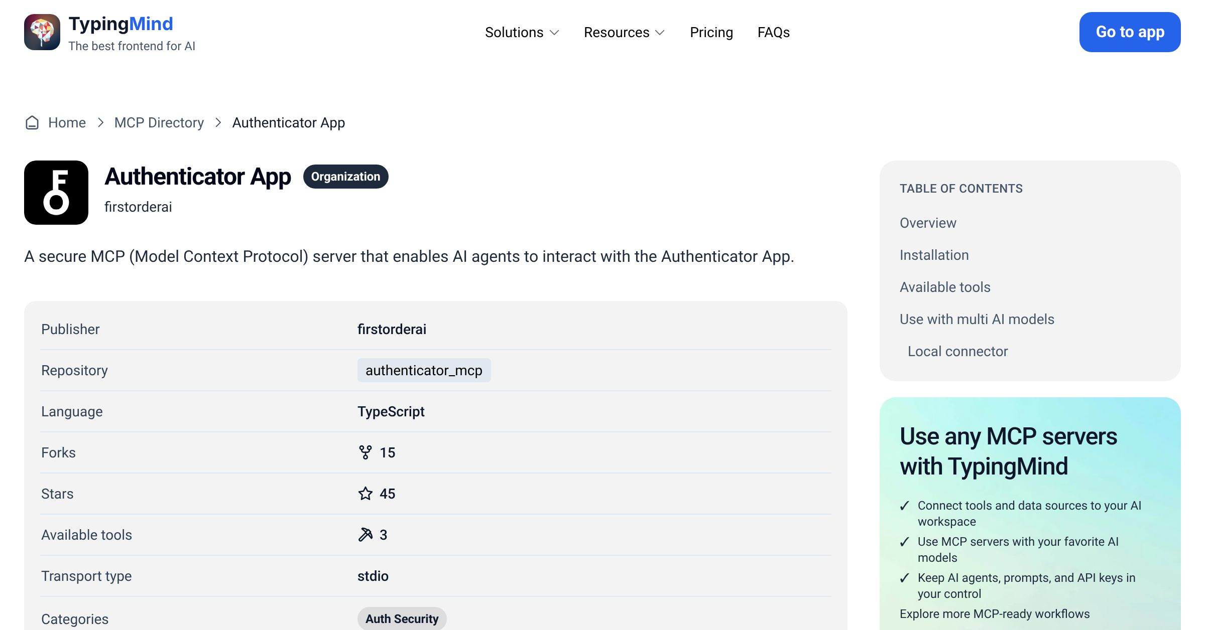 Authenticator App MCP Server: Tools & Setup Guide | TypingMind