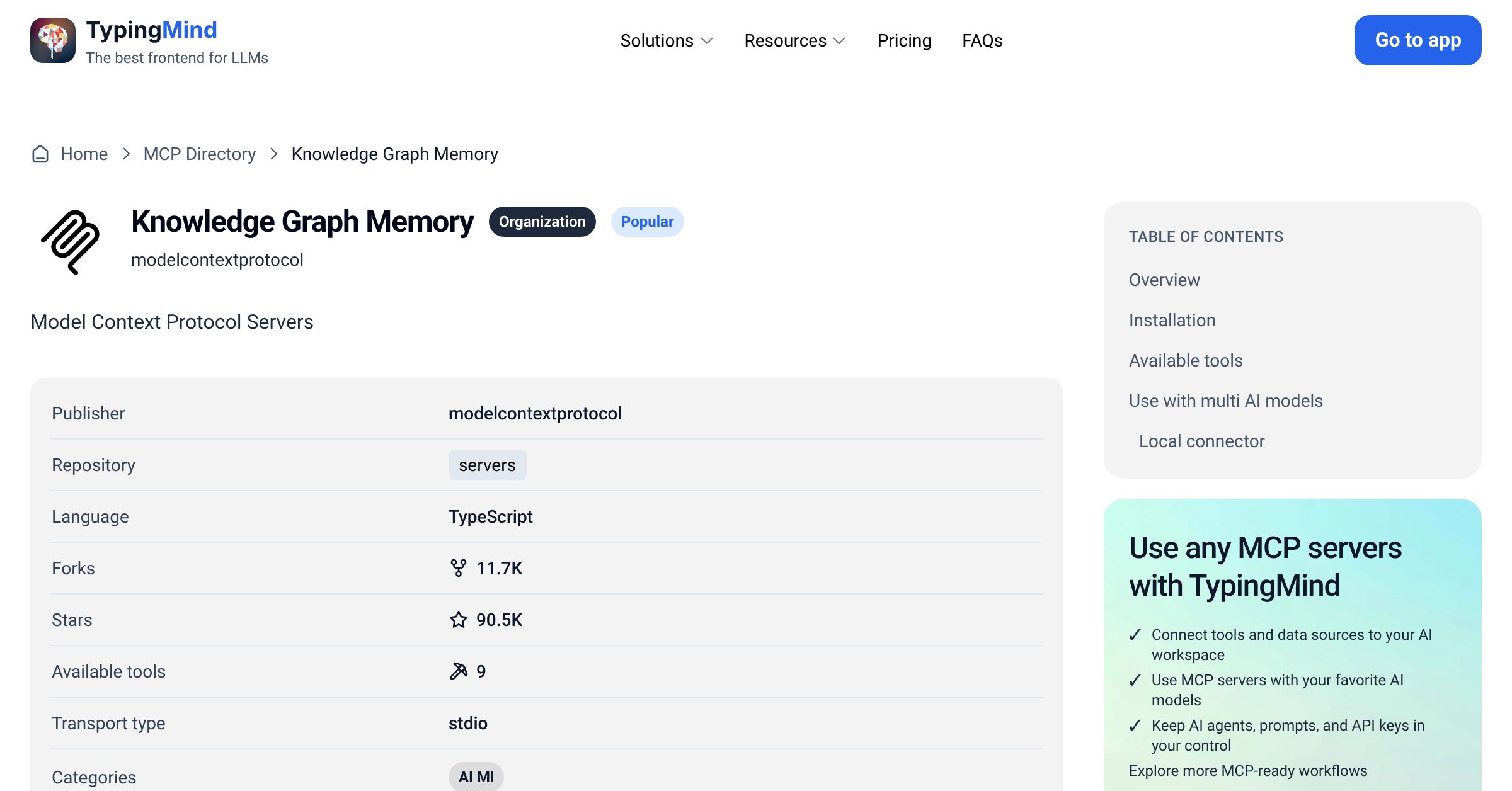 Knowledge Graph Memory MCP Server: Tools & Setup Guide | TypingMind