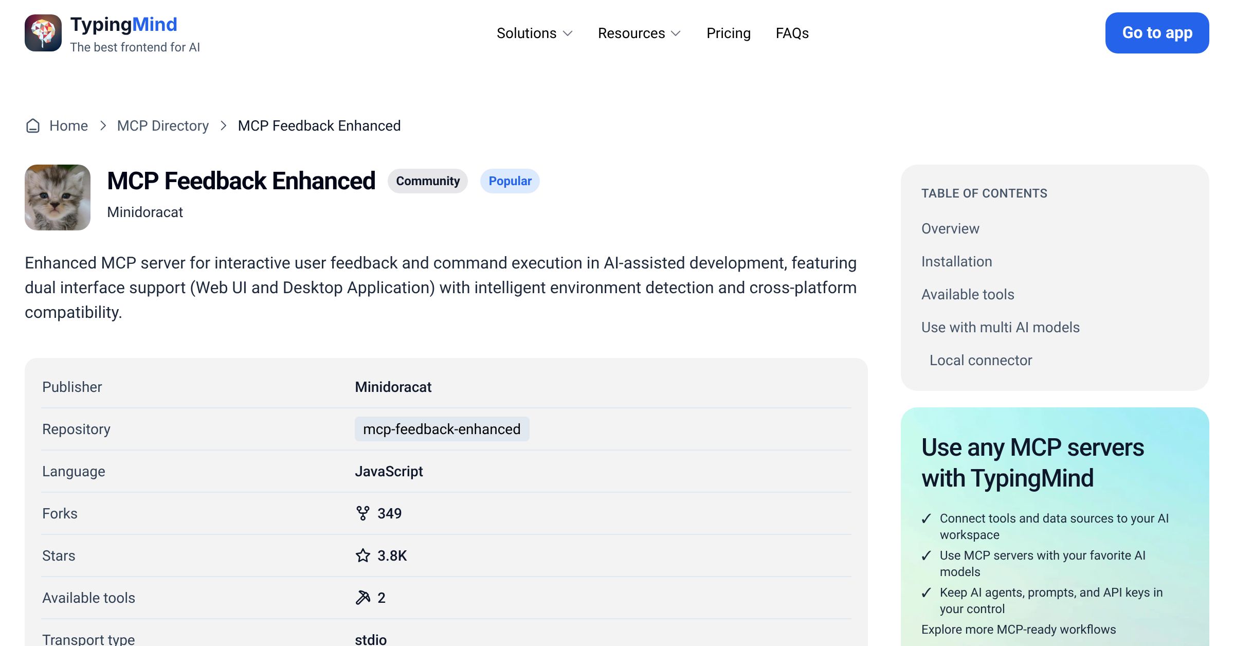 MCP Feedback Enhanced MCP Server: Tools & Setup Guide | TypingMind