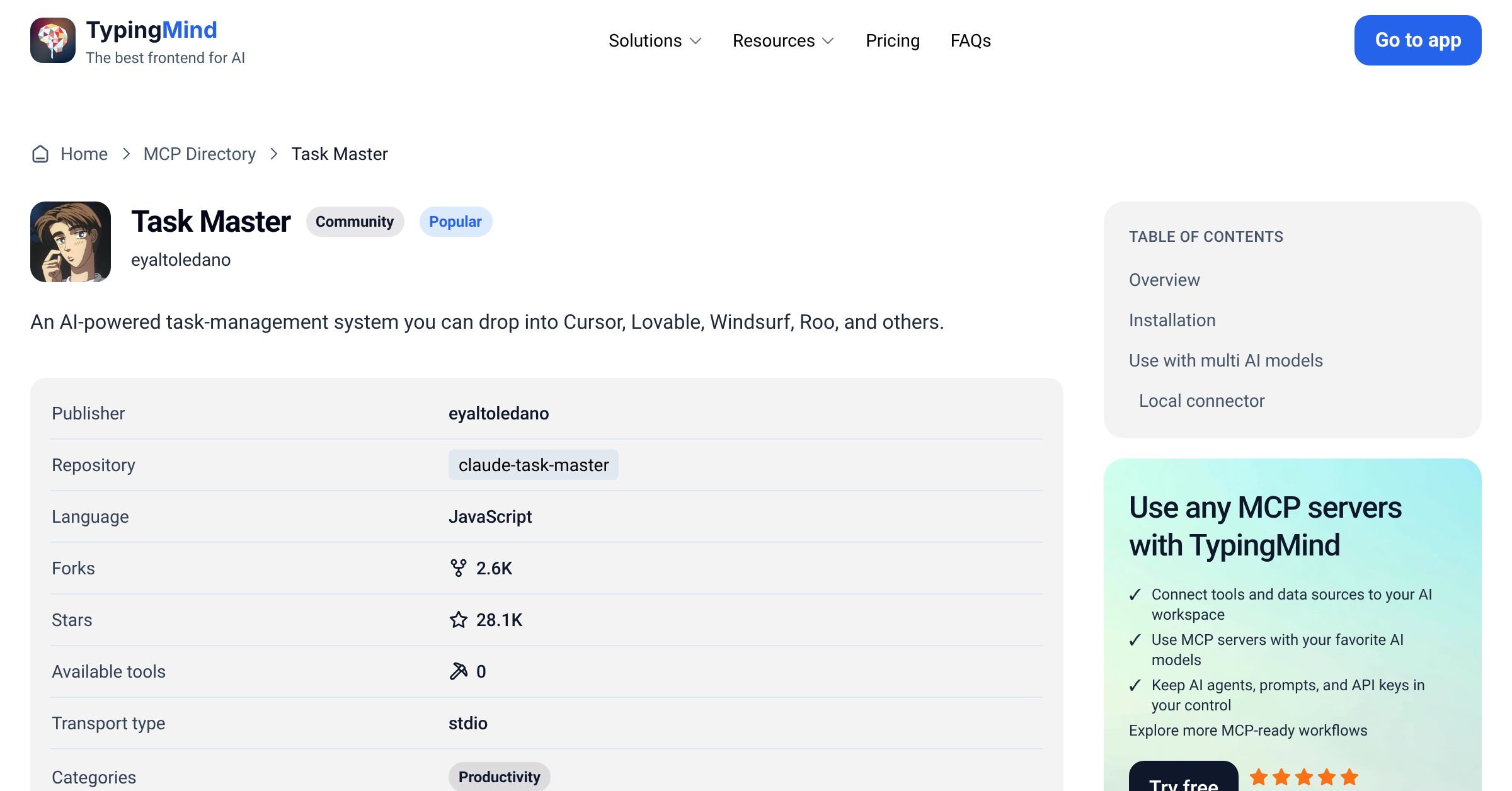 Task Master MCP Server: Tools & Setup Guide | TypingMind