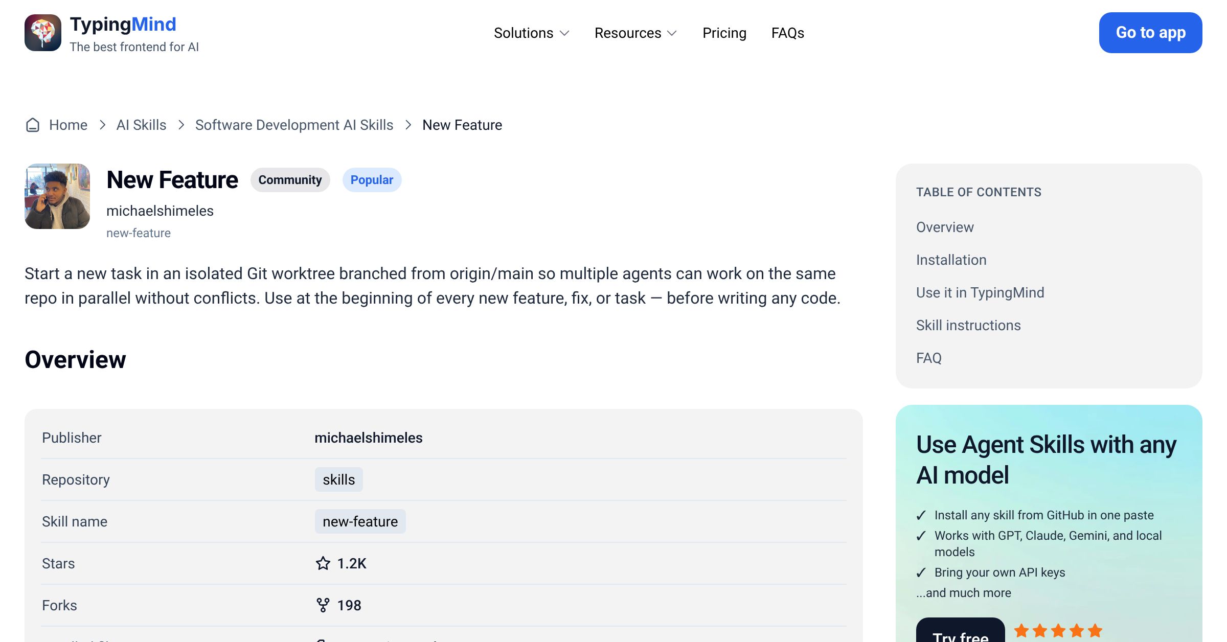 New Feature by michaelshimeles — AI Skill for Any LLM | TypingMind