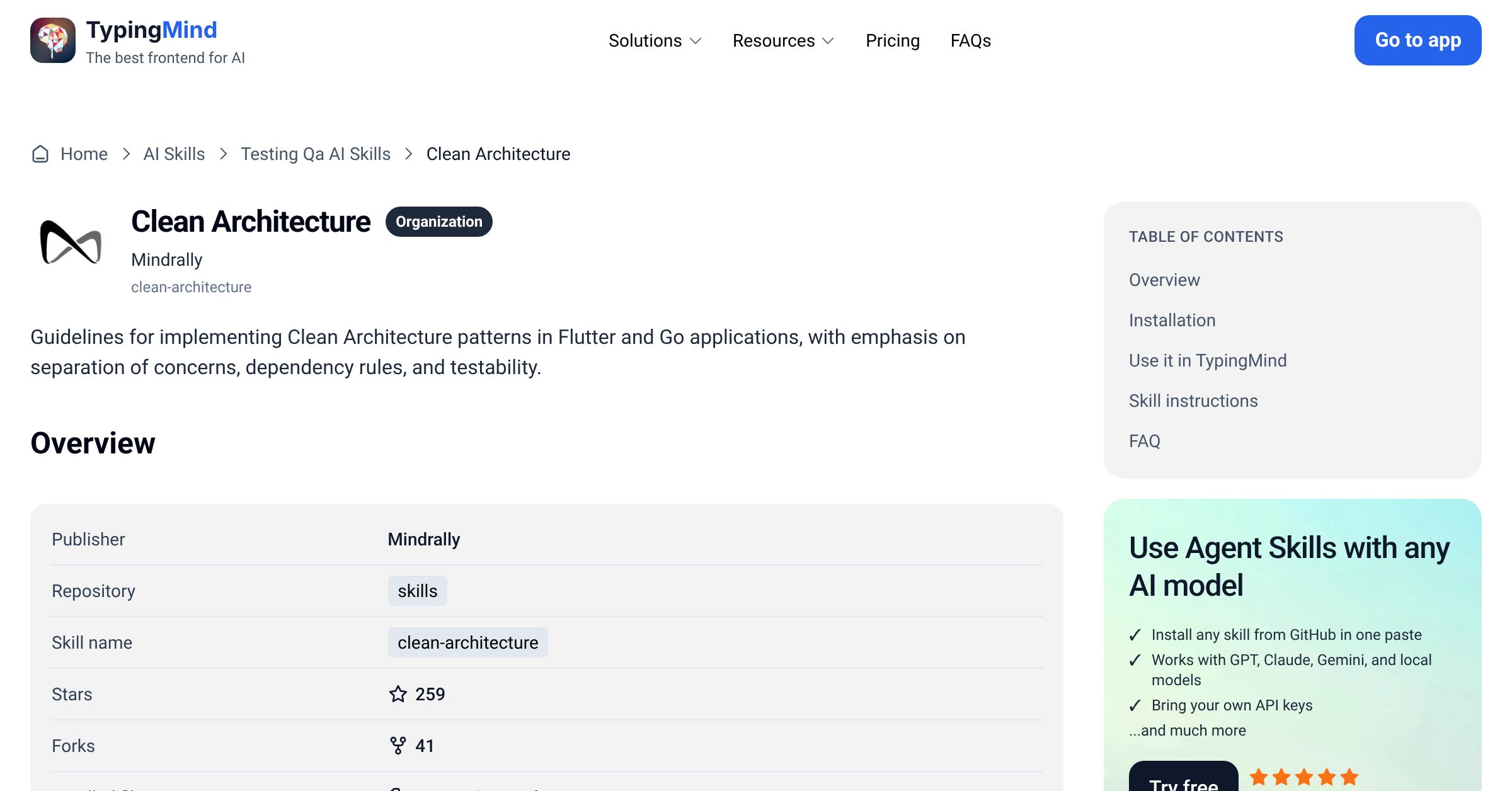 Clean Architecture by Mindrally — AI Skill for Any LLM | TypingMind