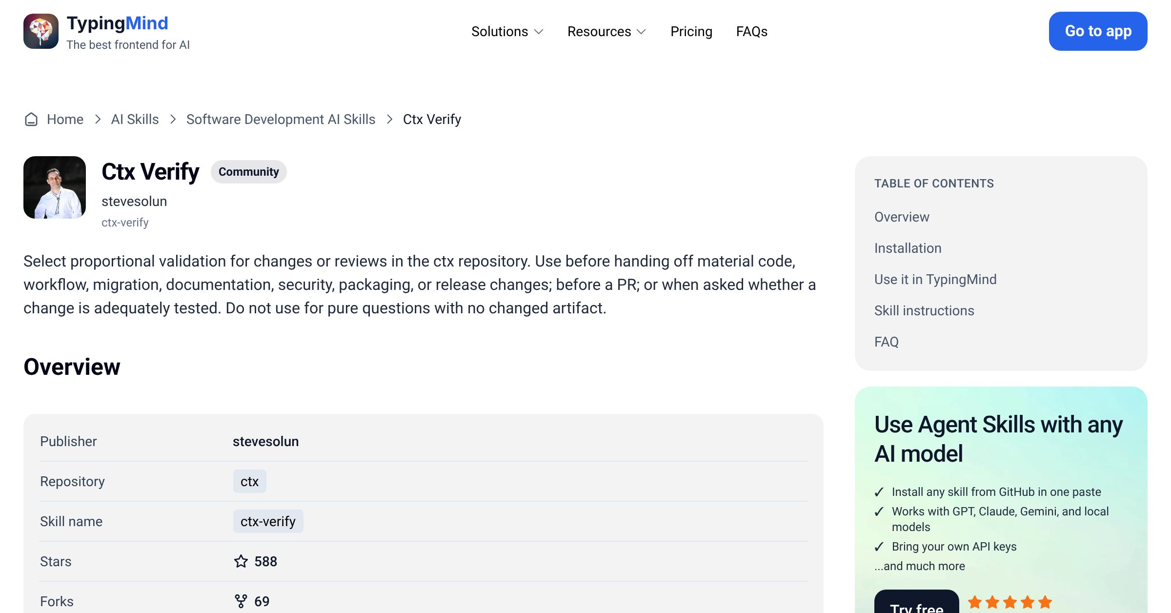 Ctx Verify by stevesolun — AI Skill for Any LLM | TypingMind