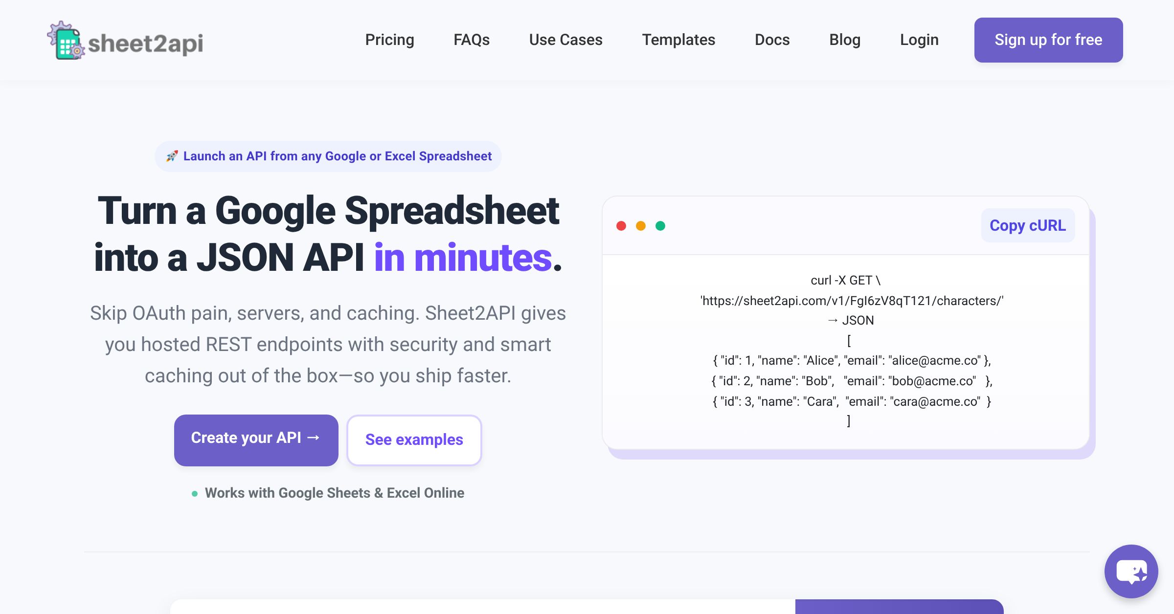 Google Sheets API, connect Google Sheet with your site. Also works with ...