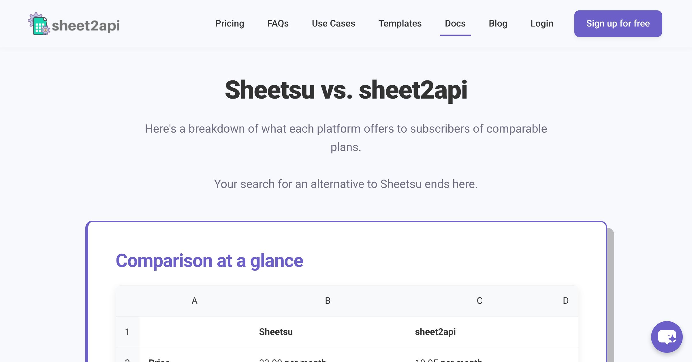sheet2api vs. Sheetsu: A Spreadsheet to API Service Comparison | sheet2api