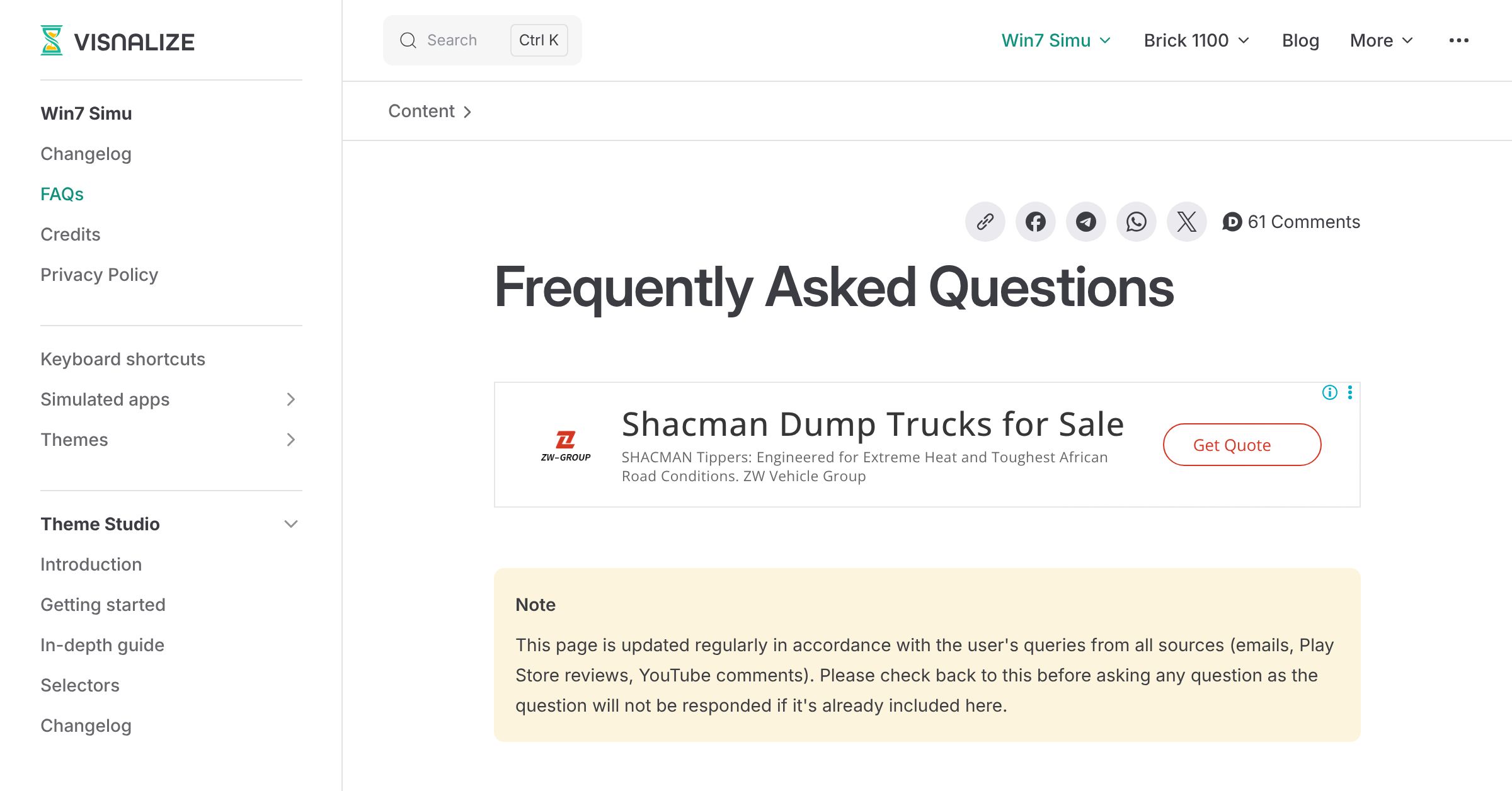 Win7 simu frequently asked questions visnalize